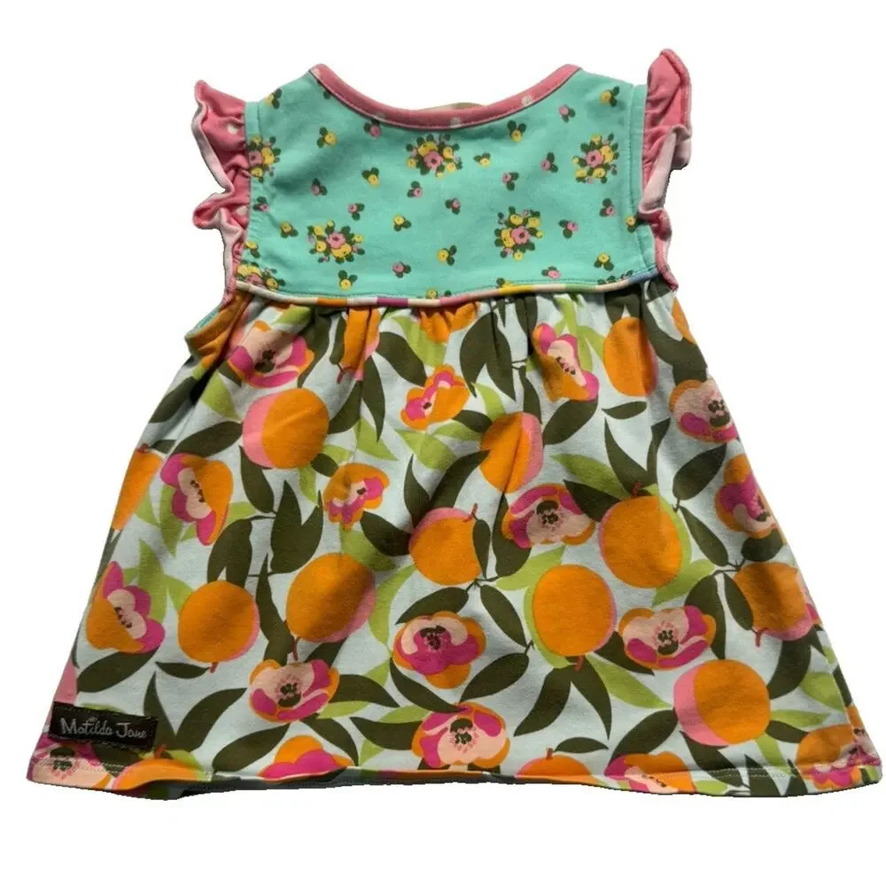 Matilda Jane Girls Peach Floral Dress Bloomer Set 6-12 Months